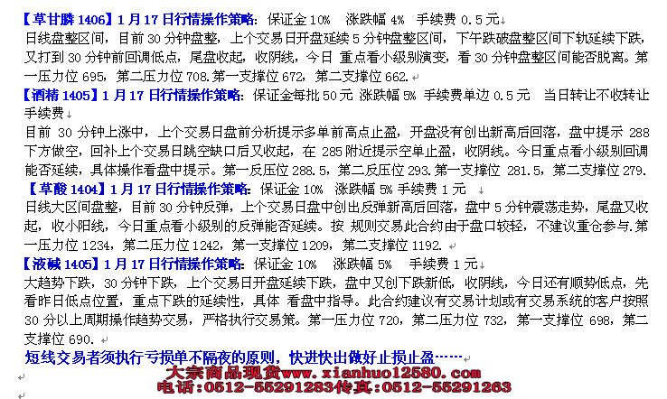 【白盘】南京亚太化工1月17日操作策略建议