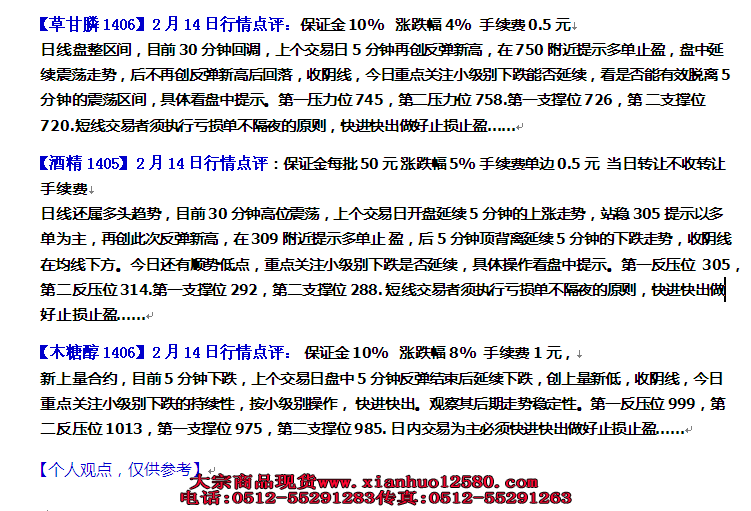 南京亚太化工2月14日盘前行情点评